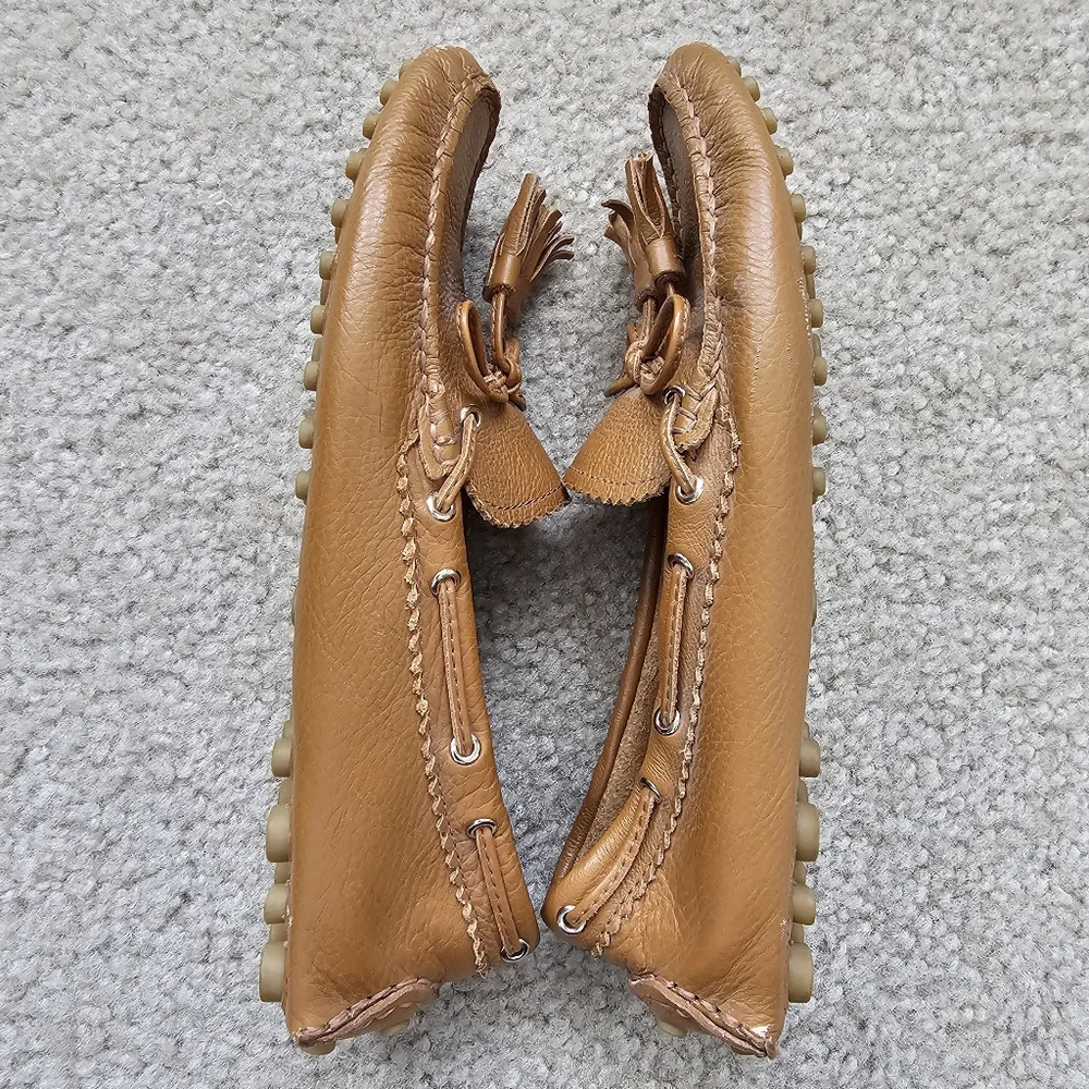 Coach Nadia genuine leather loafer flats cognac brown tassels size 7.5